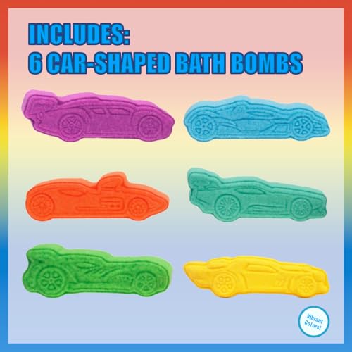 Hot Wheels 6 Piece Bath Bombs for Kids, Bubble Gum Scented, Bath Toys for Kids, Ages 3+, by Townley Girl