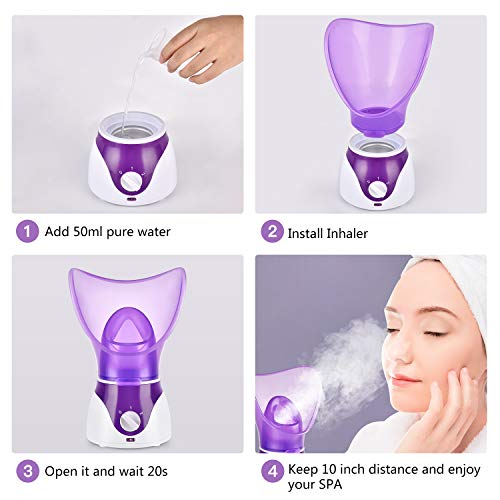 Facial Steamer for Face Nano Facial Mister Sprayer Set, Face Steamer for Facial Deep Cleaning, Portable Mini Face Steamer for Clogged Pore, Sinuses (Include Blackhead Remover Kit, Brush)