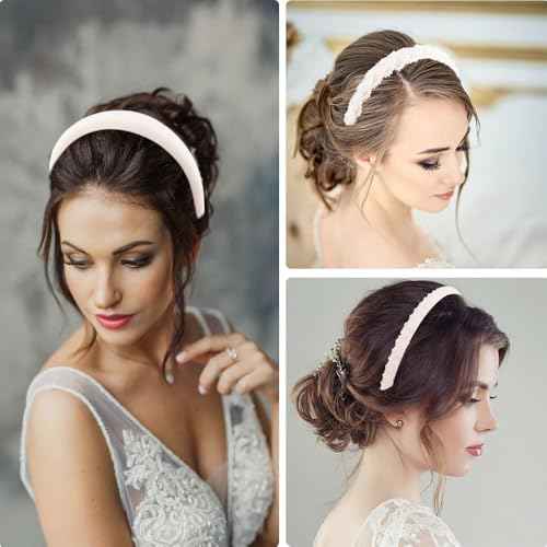 TODDER 6PCS Pearl Headbands for Women, Bridal Hair Accessories White Headband Cute Fashion Elegant Bride Headbands for Wedding, Party, Prom and Birthday