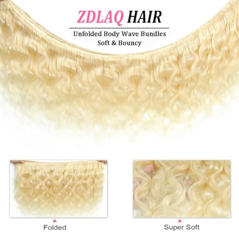 613 Bundles Blonde Bundles Human Hair 16 Inch 613 Body Wave bundles 100% Unprocessed 12A Grade Brazilian Virgin Hair Bundles 1 Bundle Human Hair 613 Blonde Bundle Hair Extensions for Women