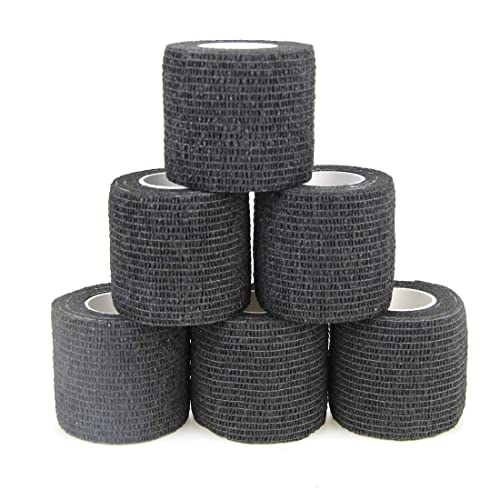 Tattoo Grip Tape Wrap Cover - Autdor 6Pcs 2" x 5 Yards Tattoo Machine Tape Cohesive Elastic Bandage Rolls Self-Adherent Tape for Grip Tube Accessories Sports Tape£¨6PC
