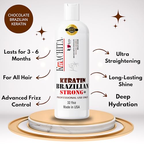 Brazilian Keratin Chocolate Strong 32 floz (1 Litre) KERACHITA, Hair Smoothing Treatment Blowout Straightening Enhanced, Professional Brazilian Keratin - Made in USA