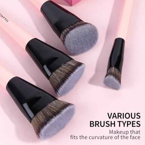 MAANGE Makeup Brushes 4 Pcs Makeup Brush Set for Foundation Concealer Contour Liquid Blending Face Kabuki Makeup Brush Kit (Pink)