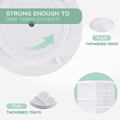 360 Rotating Makeup Organizer,DIY Adjustable Spinning Holder,Foldable Cosmetic Storage Display box,Large Capacity Make up Caddy Shelf,Fits Countertop Vanity and Bathroom (WHITE)