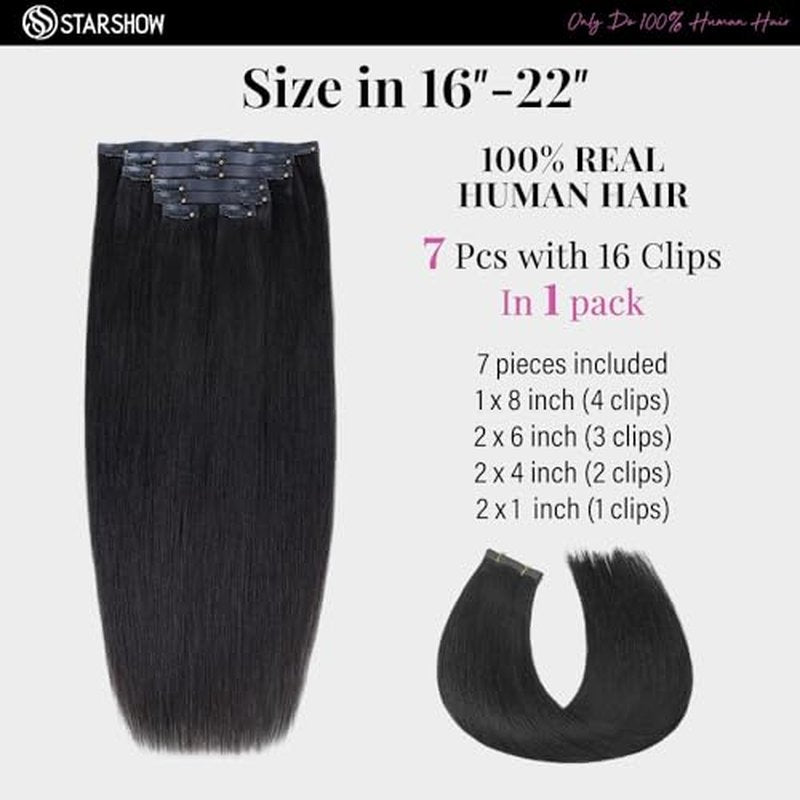 Yaki Straight Seamless Clip in Hair Extensions Remy Human Hair Extensions 1Pack 120g 7pcs Yaki Straight Clip Ins Hair Extensions Clip In Human Hair 22Inch Natural Black