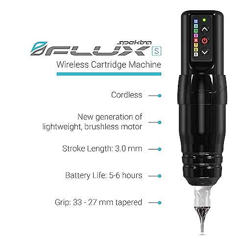 Microbeau - Flux S Wireless Tattoo Machine with 1 PowerBolt - Stealth - Wireless Tattoo Machine Pen for Microblading Lips, Eyeliner & More