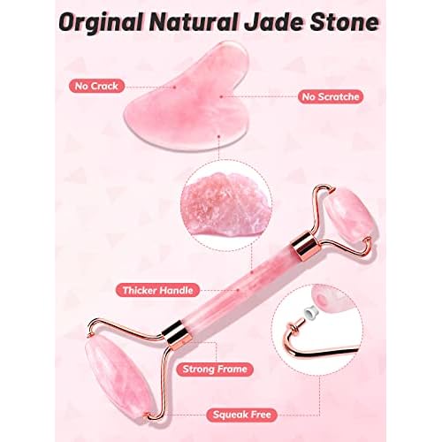 Gua Sha Face Roller Tools: Jade Roller Facial Tools for Skin Care - Facial Massager for Face, Eyes, Neck, Relieve Fine Lines and Wrinkles