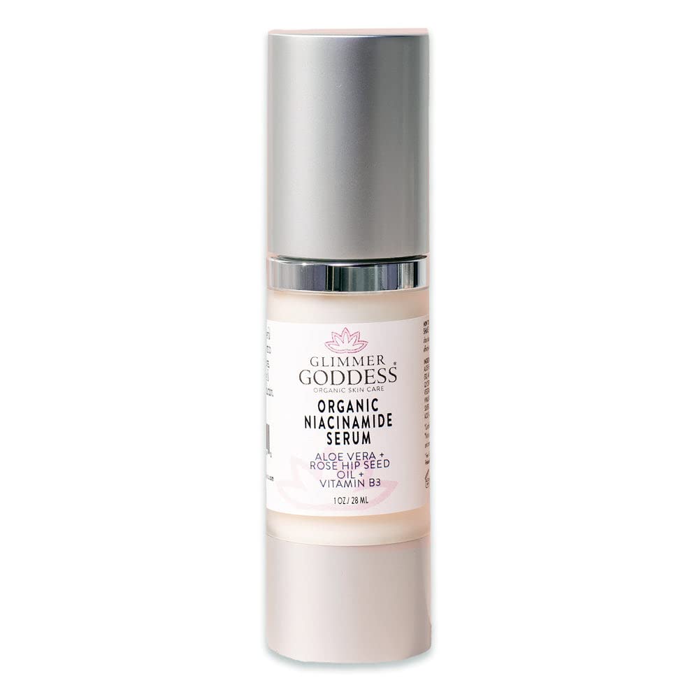 Glimmer Goddess Organic Anti-Aging Serum with Niacinamide Vitamin B3, Tightens Pores, Reduces Wrinkles with 5% Niacinamide: A Miracle for Your Skin, 1 oz