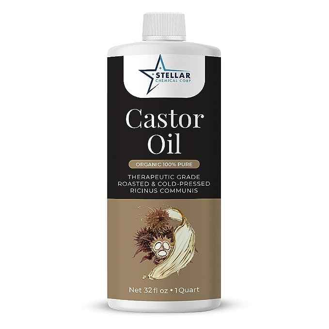 Castor Oil – Extra Large Castor Oil Pack – Non-Hexane Castor Oil for Eyelashes and Eyebrows – Pure and Natural Cold Pressed Castor Oil for Skin, Hair, Gut, Muscles – 1 Quart (32 oz)