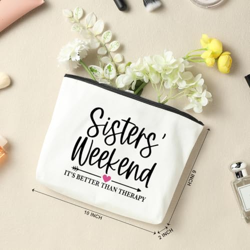 4 Pcs Girls Weekend Gifts for Women Girls Trip Favors Makeup Bag Cosmetic Bag Bestie Gifts Weekend Bag Coin Purse for Female Lady Girl Daughter Friend Travel Vacation Christmas Birthday