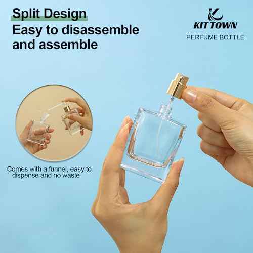 6 Pack Refillable Perfume Atomizer 50ml 1.7oz Large Perfume Bottle for Essential Oils, Perfumes,Empty Clear Glass Mist Spray Bottle for Traveling and Outgoing