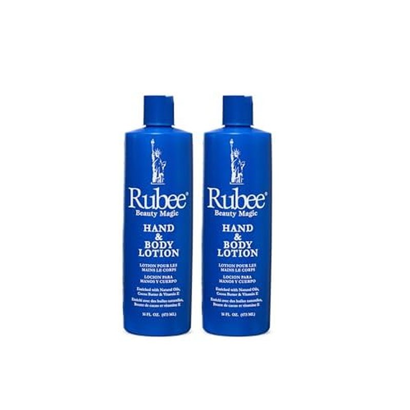 RUBEE Body & Hand Lotion - Pack of 2 Non-Greasy Lotion for Women & Men - 16 oz Cacao Butter Lotion for Extremely Dry Skin - Vitamin E Moisturizer