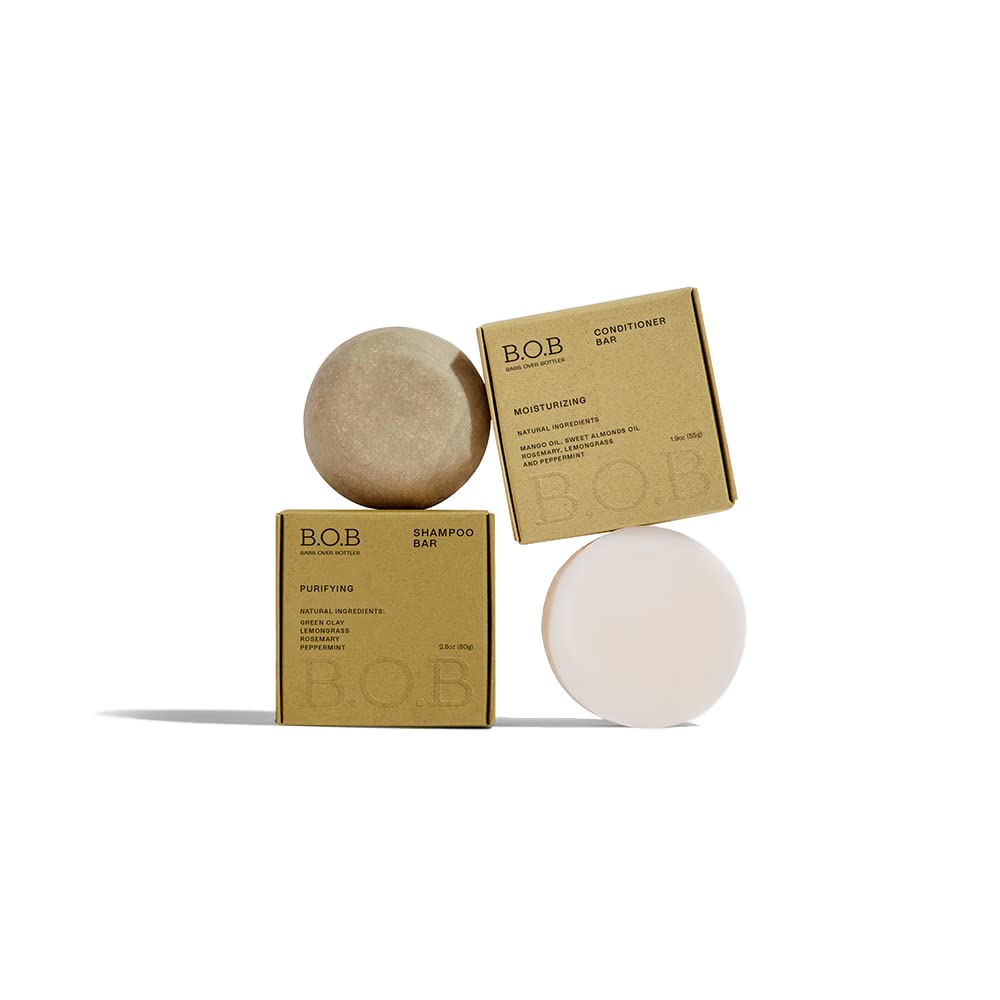 Purifying Shampoo Bar & Balanced Moisture Conditioner Bar - Oil Control Hair Care | Vegan & Eco-Friendly