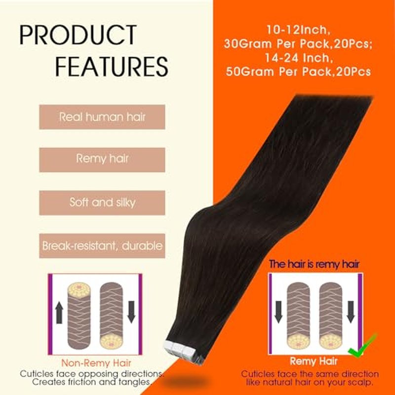 Full Shine Brown Tape in Extensions Real Human Hair 20Inch Tape in Hair Extensions Human Hair Color 2 Adhesive Extension Seamless Invisible Skin Weft Daily Office Look 100G 40Pcs