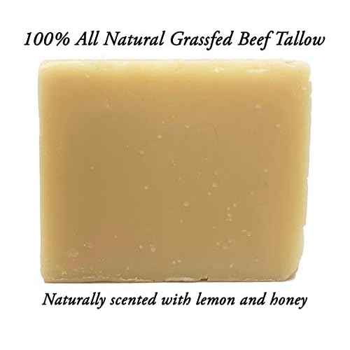 EST'D 2004 HC Meadow Bloom Tallow Bar Soap - Honey & Lemon 2 Pack - Made with All Natural 100% Grass Fed Tallow Handmade Soap Bar - Great for Face or Body Soap