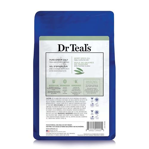 Dr Teal's Pure Epsom Magnesium Salt Soak, Cannabis Sativa Hemp Seed Oil, 3 lb