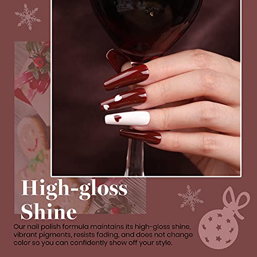 Beetles Winter Gel Nail Polish - 6 Colors Burgundy Red Brown Champagne Gold Brown Gel Polish, Soak off Uv Lamp Nail Manicure Kit DIY Gifts for Women