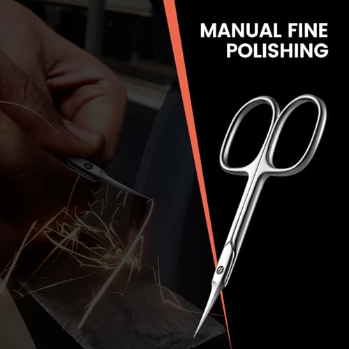 BEZOX Curved Cuticle Scissors - Precision Manicure Scissor Nail Cuticle Trimmer, Professional Stainless Steel Nail Scissors for Cuticle Care, Cuticle Cutter Small Scissors for Women - Silver