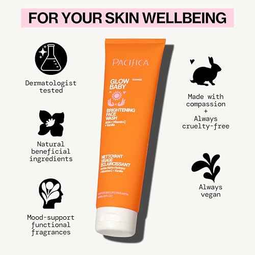 Pacifica Beauty Glow Baby VitaGlow Face Lotion and Brightening Face Wash Set, Skincare, Vitamin C and E, AHA, Exfoliator, Cleanser, Hydrating, Moisturizer, Vegan, 1.7 fl oz and 5 fl oz (Set of 2)