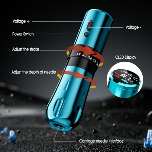 BIOMASER SUMMONER U7 Tattoo Gun Wireless Tattoo Machine Professional Rotary Tattoo Pen Machine Kit, OLED Display, 7 Strokes Length,RCA Jack for Tattoo artist