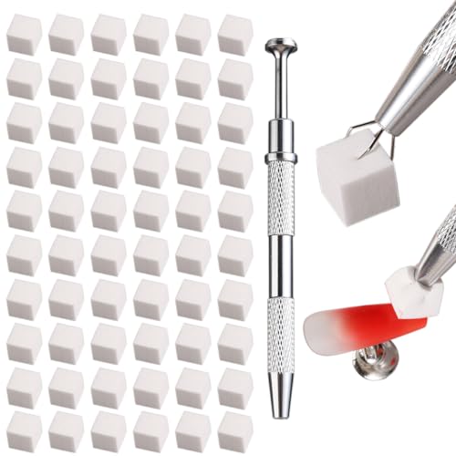 Soft Sponges with Grabbing Pen for Ombre and Aura Nail Art with Brush, Professional Manicure Nail Art Tools Accessories Supplies, 100 Pieces