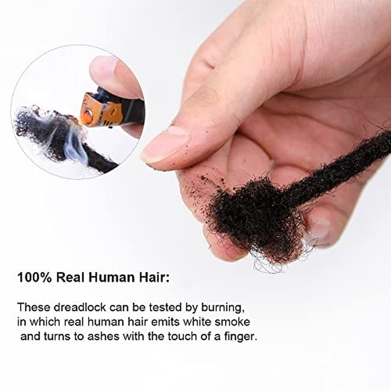 Loc Extensions Human Hair 0.2cm Width 8Inch-16Inch 20 Strands Dreadlock Extensions for Man/Women Handmade Permanent Soft Locs with Needle and Clips (14Inch, 20 Strands)