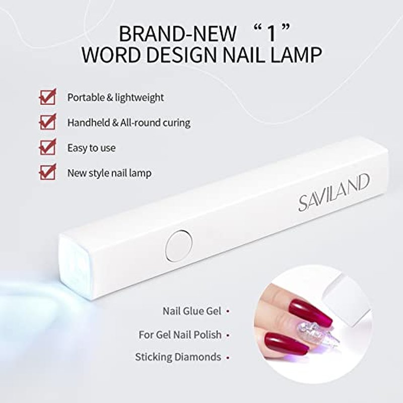 SAVILAND U V Light for Nails: Handheld Gel Lamp for Gel Nails Flash Cure Lamp for LED Nail Lamp Portable Mini Nail Dryer Polish Nail Glue USB Flashlight Home DIY Manicure Art
