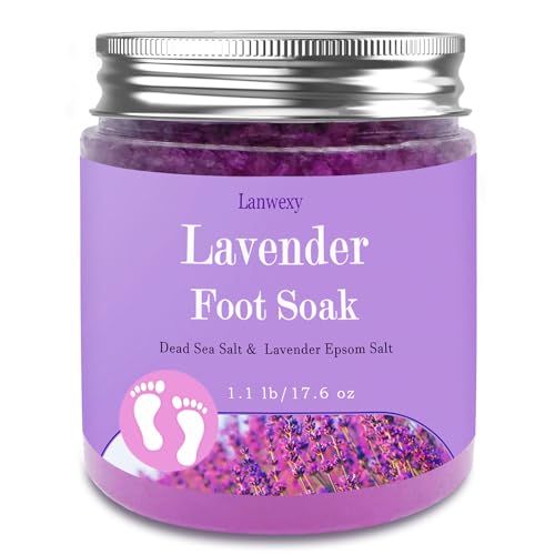 Lavender Foot Soak with Epsom Salt and Sea Salt. Organic Natural Handmade Spa Pedicure Care For Foot Callus, Dry Cracked, Tired Feet, Stubborn Foot Odor Scent.(1.1 Lbs£©