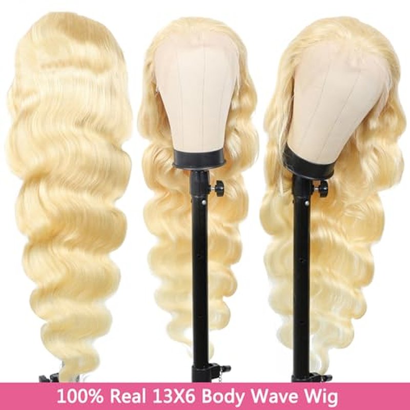 613 Lace Front Wig Human Hair 24 Inch Body Wave Blonde Lace Front Wigs Human Hair Pre Plucked 200% Density 613 Blonde Wigs with Baby Hairs Glueless Lace Frontal Wig