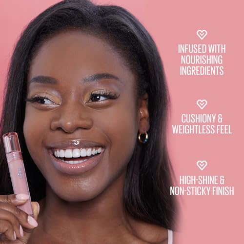 Kaja Lip Gloss - Gloss Shot | with Jojoba Oil, Tinted Shimmer, Hydrating, Non-sticky, Juicy, Nude, Plumper Looking Lips, 02 Milk Tea, 0.14 Fl Oz