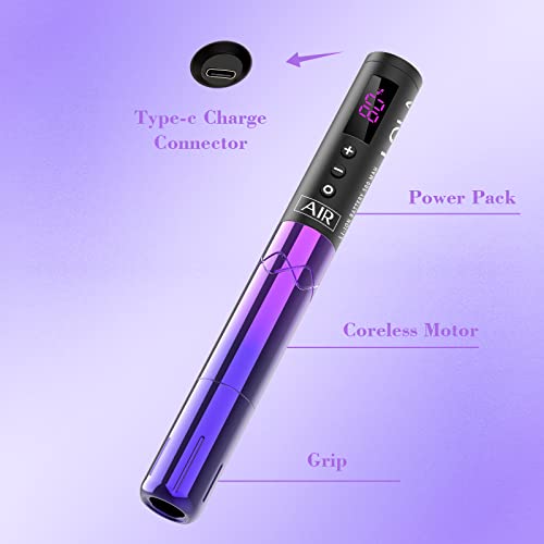INKin Permanent Makeup Tattoo Machine, Wireless Tattoo Gun with 2Pcs 1500mAh Battery Pack LED Display, Professional Lola Air SMP Tattoo Pen for Beginners Artists (2.7mm Stroke)