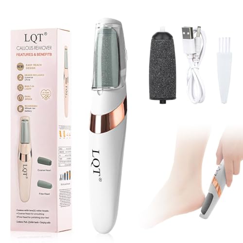LQT¢ç Electric Foot File ? Rechargeable Callus Remover for Hard, Cracked Skin ? at-Home Pedicure Kit for Smooth Feet (Men & Women) (White)