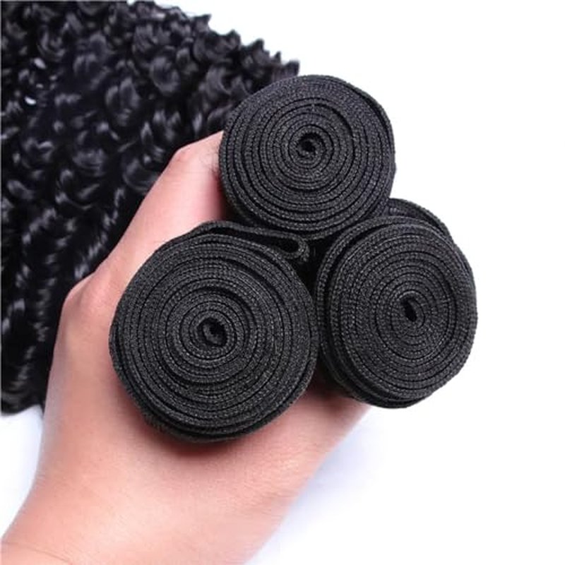 Kinky Curly Bundles Human Hair Natural Black Afro Curly Human Hair Bundles 16 18 20 Inch Unprocessed Remy Hair Extensions Ultra Soft No Tangle Double Weft Deals