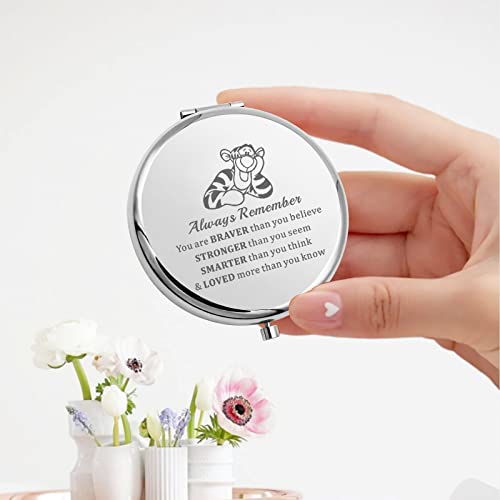 KEYCHIN Tiger Pocket Mirror Cartoon Movie Fans Gifts You are Braver Stronger Smarter Than You Think Compact Makeup Mirror for Women Girls Teenagers (Tiger Always-S)