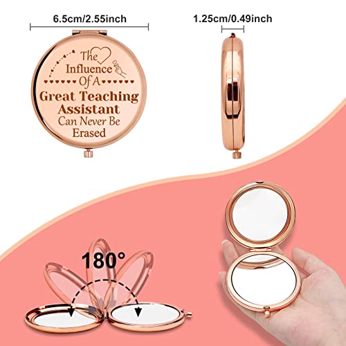 Teaching Assistant Gift for Women Appreciation Compact Makeup Mirror Teacher's Aide Gifts for Coworker Graduation Teacher's Day End of Term Present from Student Retirement Personal Makeup Mirror