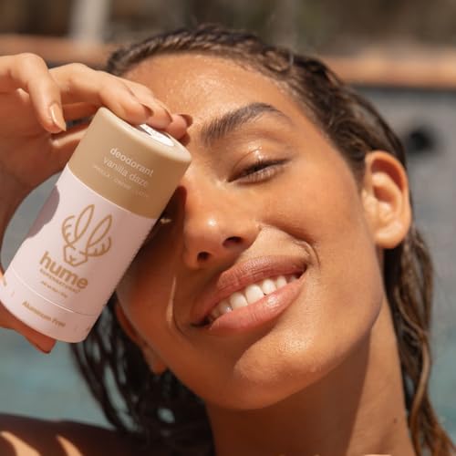 Hume Supernatural Aluminum Free Deodorant for Women & Men - Safe for Sensitive Skin - Probiotic, Plant-Based, Baking Soda Free, Aloe, & Cactus Flower, Anti Sweat, Stain & Odor - Vanilla Daze 3-Pack