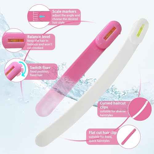 Professional Hair Cutting Kit for Women Gifts, Easy-to-Use Split Ends Hair Trimmer, DIY Home Hair Cutting Tools for Bangs, Layers, Bobs, Practical Hair Cutting Clip, Pink