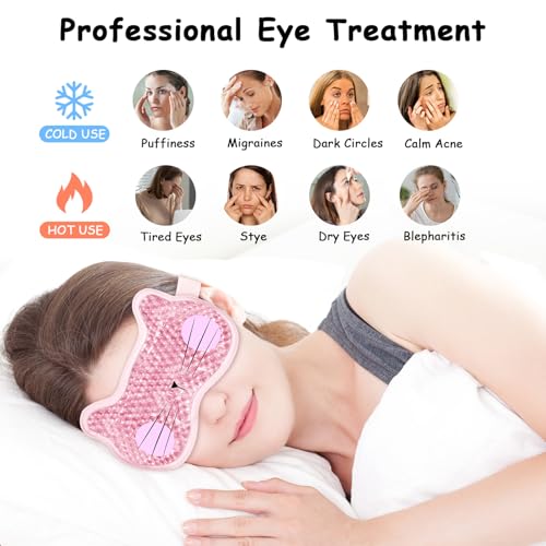 2PCS Adorable Cooling Eye Mask Gel Eye Mask, Reusable Hot Cold Therapy Cold Eye mask for Post Surgery, Puffiness, Dark Circles, Eye Bags, Dry Eyes, Migraines with Soft Plush Backing