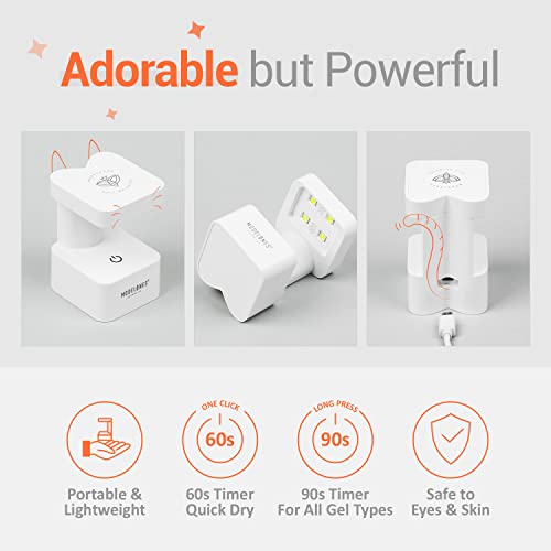 modelones Mini UV Light for Gel Nails, UV Nail Lamp, Nail Light with 2 Timers for Fast Curing Gel Polish Nails Extension, Portable LED USB Flash Cure Lamp for Travel