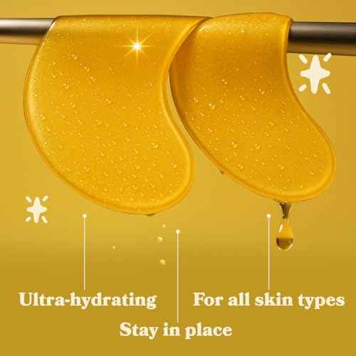 LE GUSHE Gold Under Eye Patches for Puffy Eyes and Dark Circles (10 Pairs) - Hydrating Collagen Under Eye Masks with Snail Mucin - Soothing Puffy Eyes Treatment for Women & Men - Bridesmaid Gifts