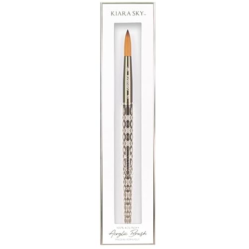 Kiara Sky Acrylic Brush #10 - Black | 100% Pure Kolinsky | Crystal Cut Handle and Acetone Resistant
