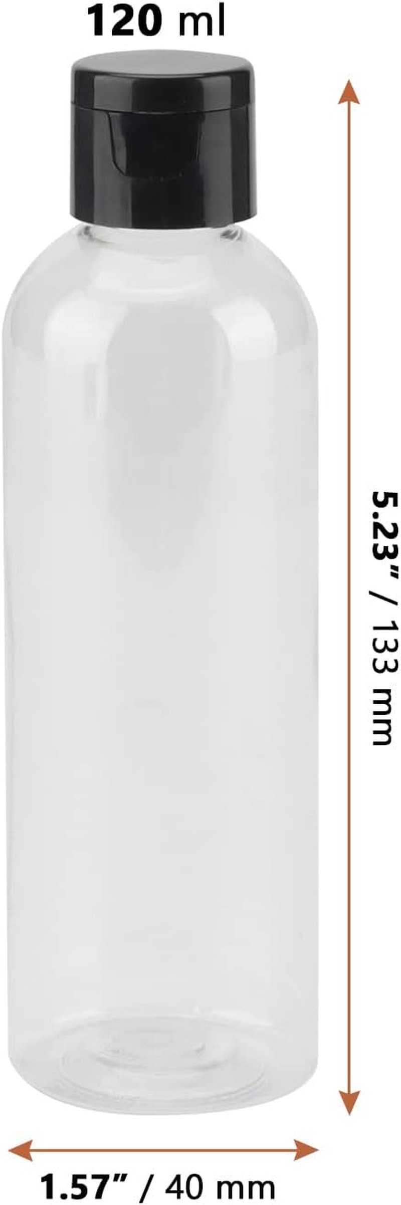 Clear Plastic Travel Bottles - 60 Pack 4 Oz Refillable Containers with Flip Caps | Ideal for Shampoo & Cream