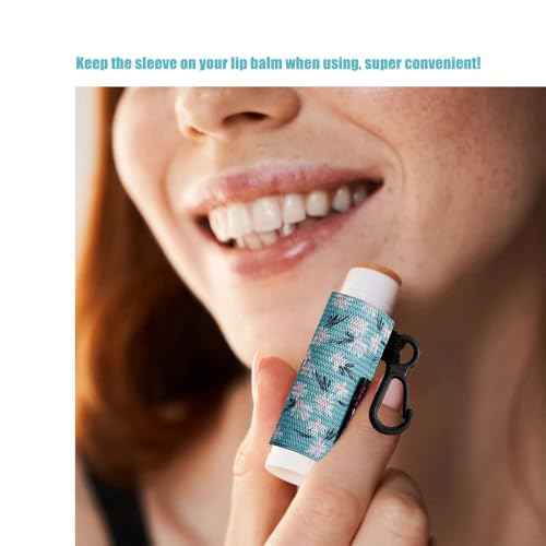 HEYSKAY 8PCS Lip Balm Holder Sleeves Keychain Lipstick Holder Key Chain Lip Gloss Holder Lipstick Elastic Sleeve(Floral Set B-8PCS)