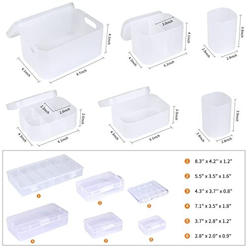 OCHEAL Makeup Organizer Case,Stackable Clear Makeup Organizer Holder, Multi-size Makeup Case Vanity Storage Holder Set for Makeup, Jewelry, toiletries,Makeup Artist Must Have