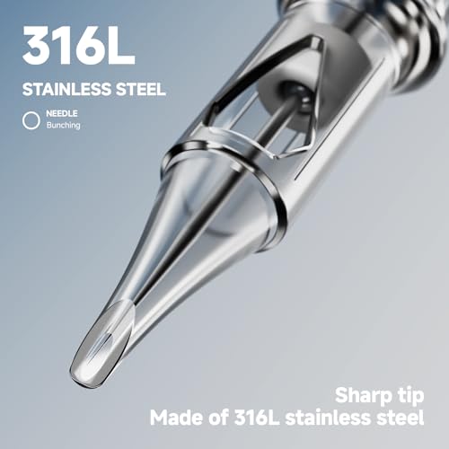 Kooba 1207RS Tattoo Cartridge Needles 30 Pcs # 12 Standard 7 Round Shader Long Taper with Membrane Safety Cartridges Disposable for Rotary Tattoo Machine Pen Gun