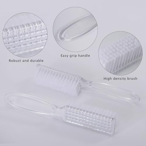 Yebeauty Nail Brush Fingernail Cleaner, 4 Pack Hand Scrub Cleaning Brush Plastic Hand Finger Toes Scrubbing Brush, Pedicure Nail Scrubber,Clear