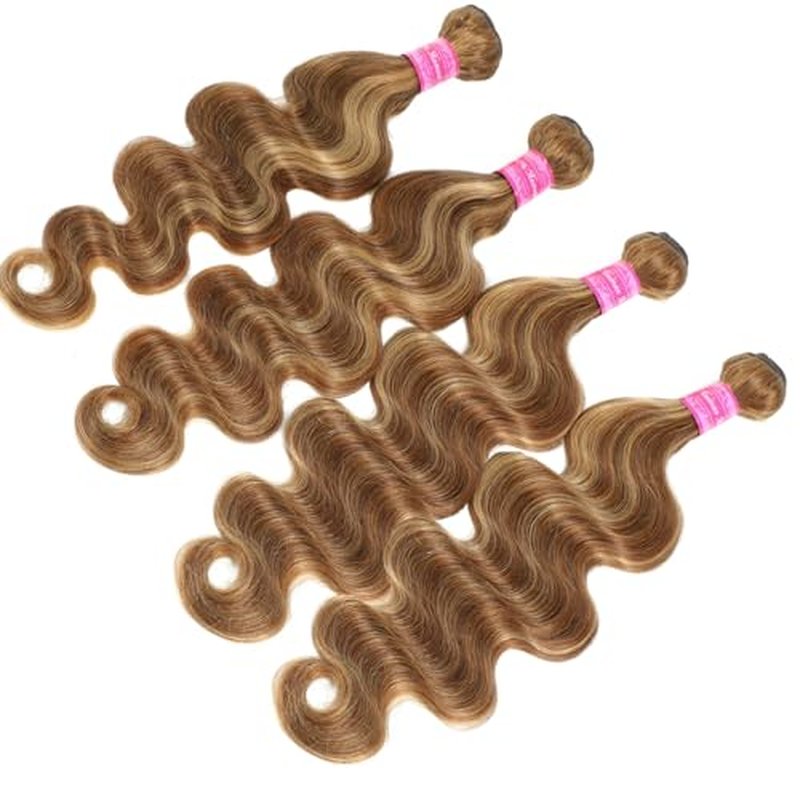 Body Wave Bundles Human Hair 4 Bundles Wavy Human Hair Bundles 14 16 18 20 Inch 100% Unprocessed Virgin Brazilian Hair Bundles Highlight Hair Weave For Women
