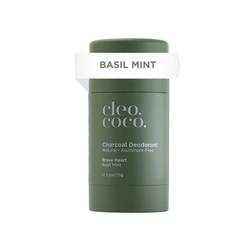 Cleo+Coco Natural Deodorant for Women & Men, Aluminum Free with Organic Coconut Oil, Activated Charcoal for 24-Hour Odor Protection and All-Day Performance, Made in the USA - Basil Mint 2.5oz