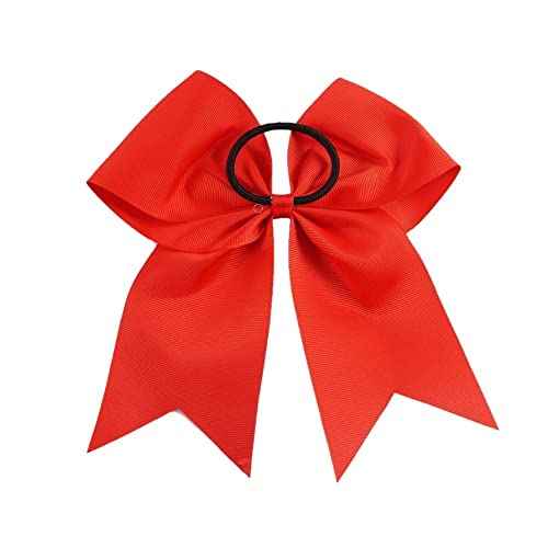 18 PCS 8" Large Red Cheer Hair Bows Ponytail Holder Elastic Band Handmade for Cheerleaders Teen Girls College Sports