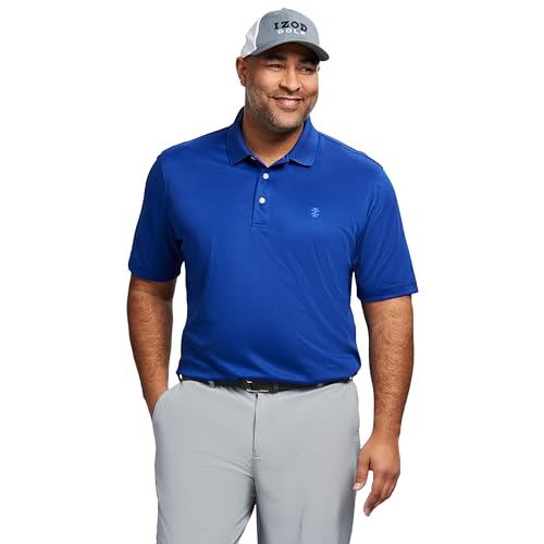 IZOD Men's Tall Performance Golf Grid Polo, Cobalt Blue, 4X-Large Big
